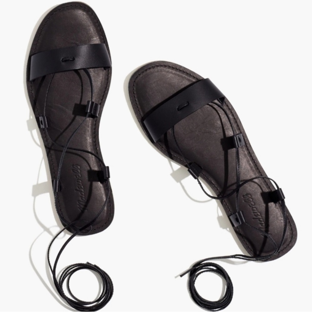 Madewell Boardwalk lace up Sandals size 6 black leather